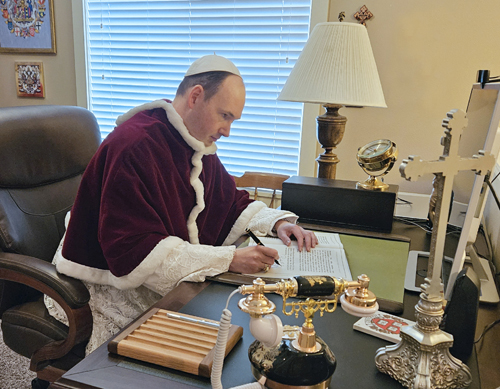 Pope Radislav I working in his private office